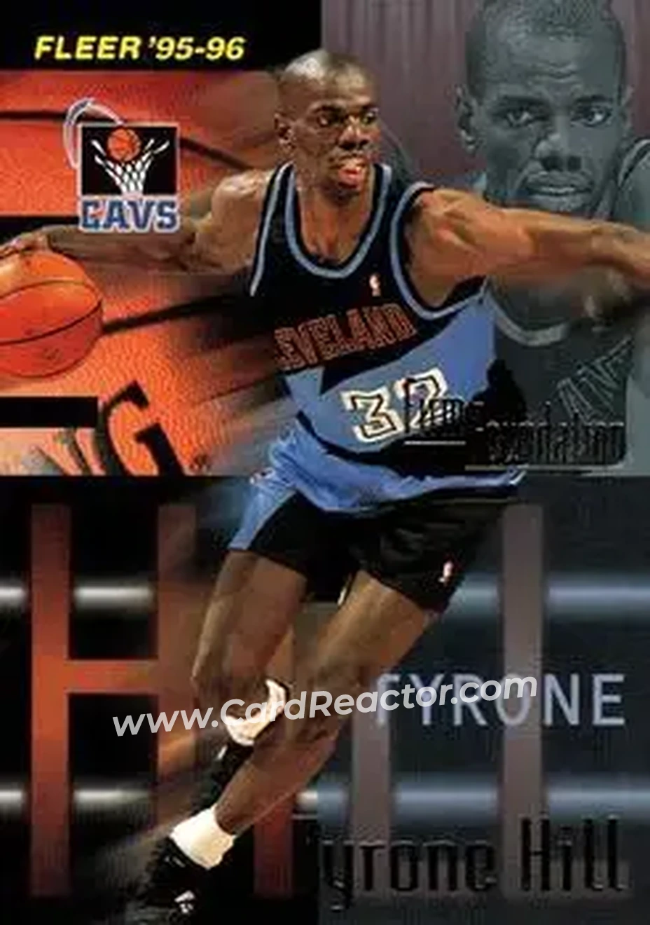 1995-96 Fleer #324 - Tyrone Hill - Cleveland Cavaliers - Front