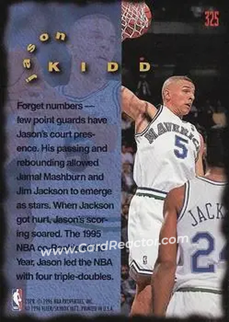 1995-96 Fleer #325 - Jason Kidd - Dallas Mavericks - Back