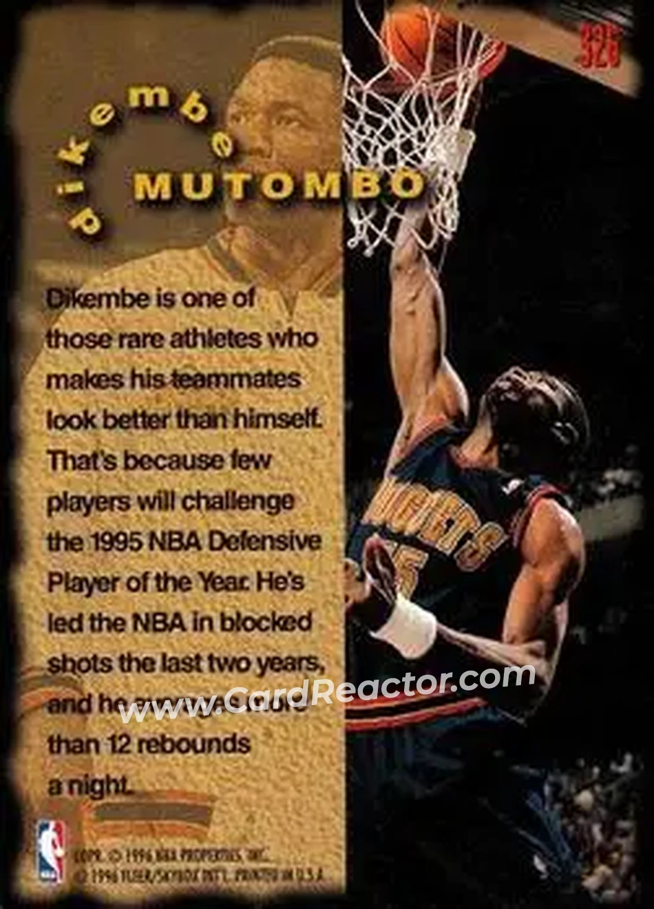 1995-96 Fleer #326 - Dikembe Mutombo - Denver Nuggets - Back