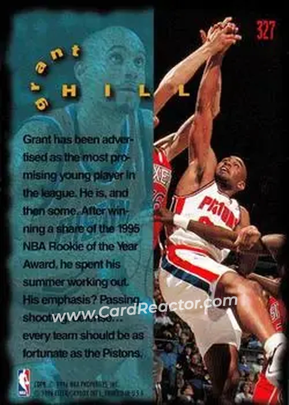 1995-96 Fleer #327 - Grant Hill - Detroit Pistons - Back