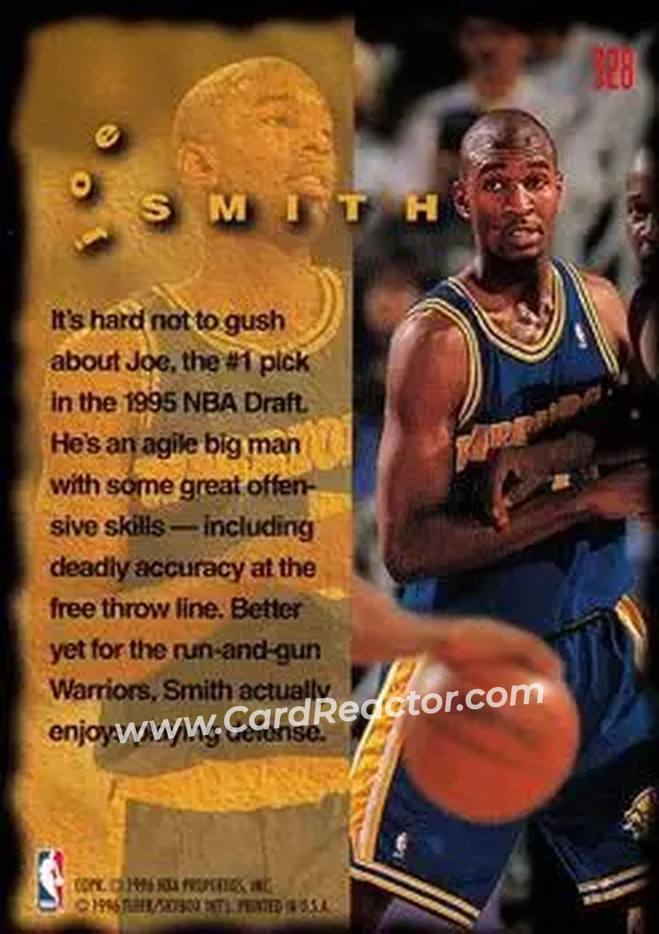 1995-96 Fleer #328 - Joe Smith - Golden State Warriors - Back 1995-96 Fleer #328 - Joe Smith - Golden State Warriors - Back