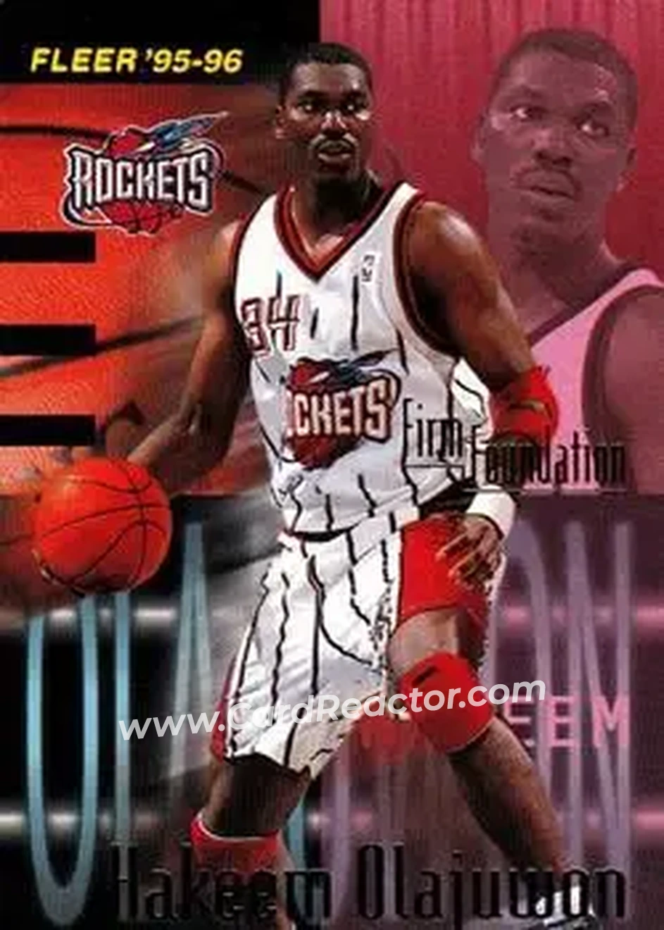 1995-96 Fleer #329 - Hakeem Olajuwon - Houston Rockets - Front