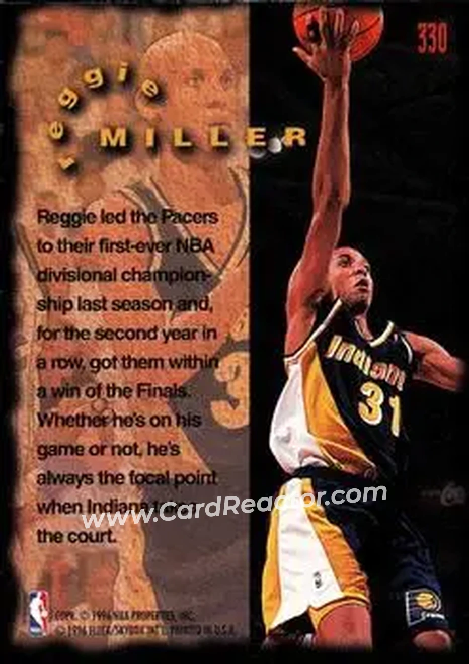 1995-96 Fleer #330 - Reggie Miller - Indiana Pacers - Back