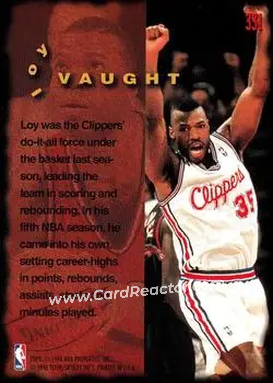1995-96 Fleer #331 - Loy Vaught - Los Angeles Clippers - Back