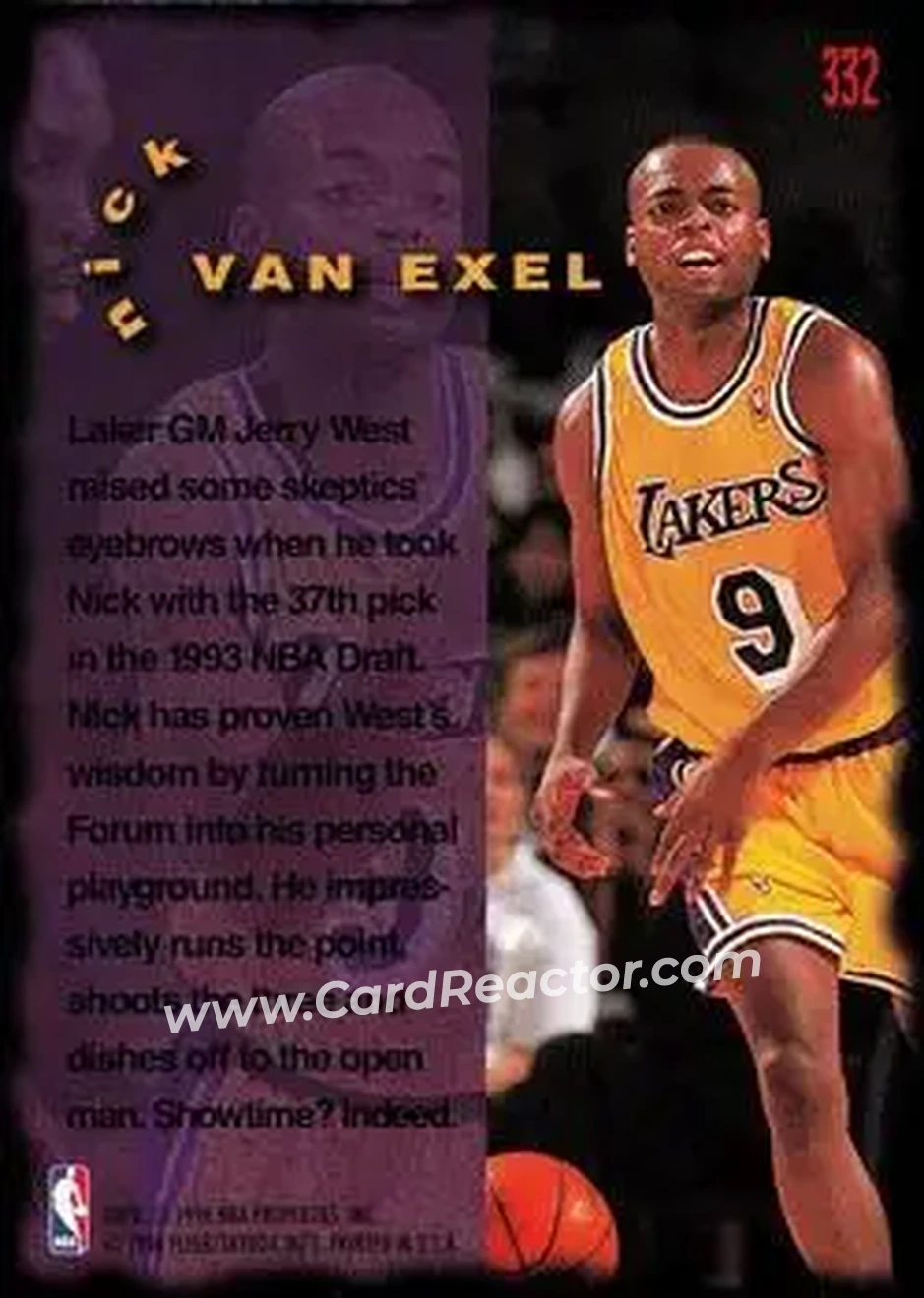 1995-96 Fleer #332 - Nick Van Exel - Los Angeles Lakers - Back