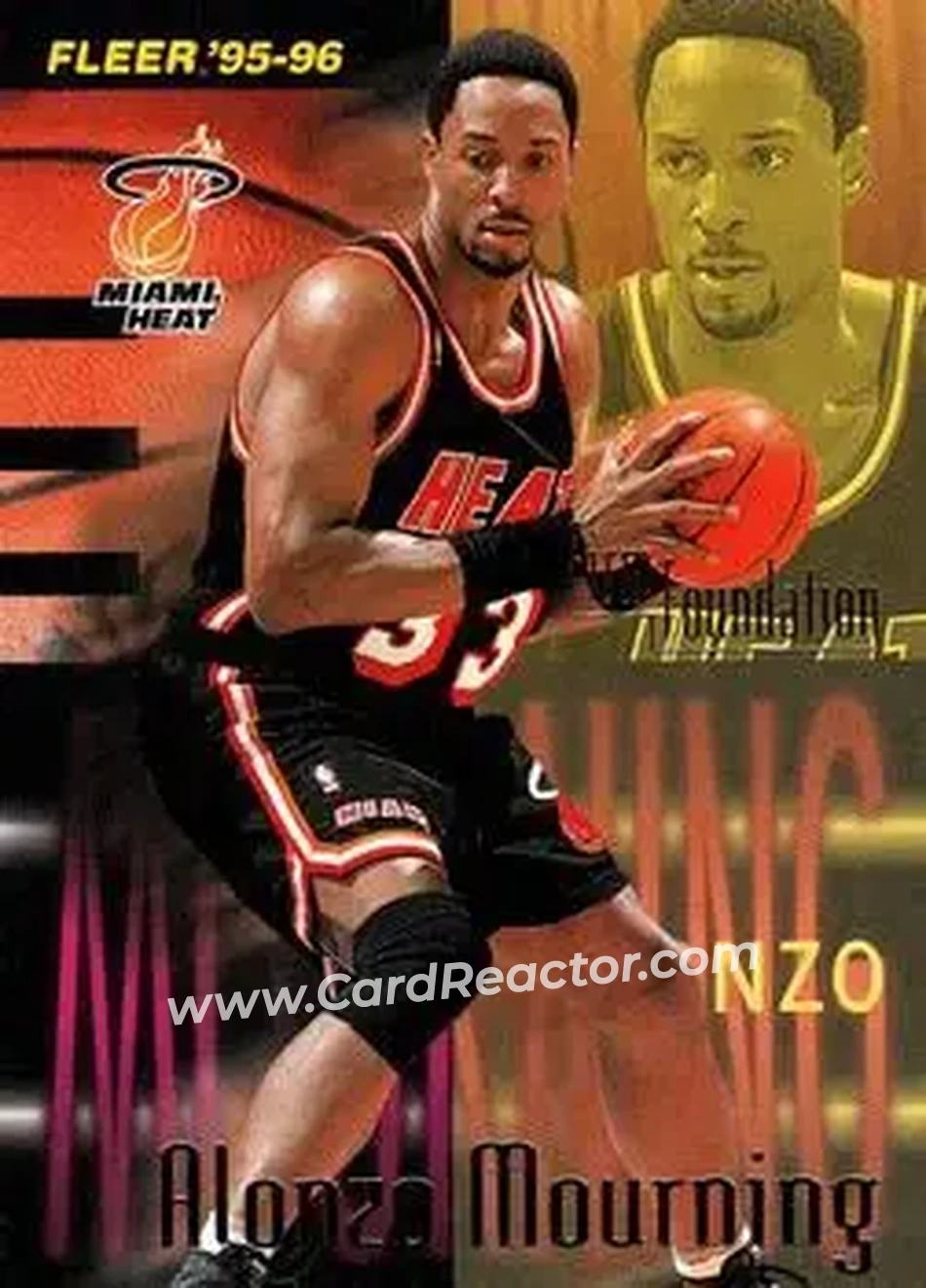 1995-96 Fleer #333 - Alonzo Mourning - Miami Heat - Front