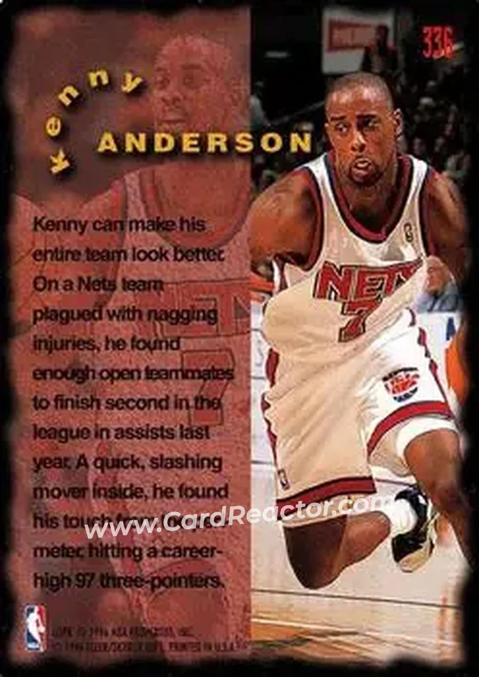 1995-96 Fleer #336 - Kenny Anderson - New Jersey Nets - Back