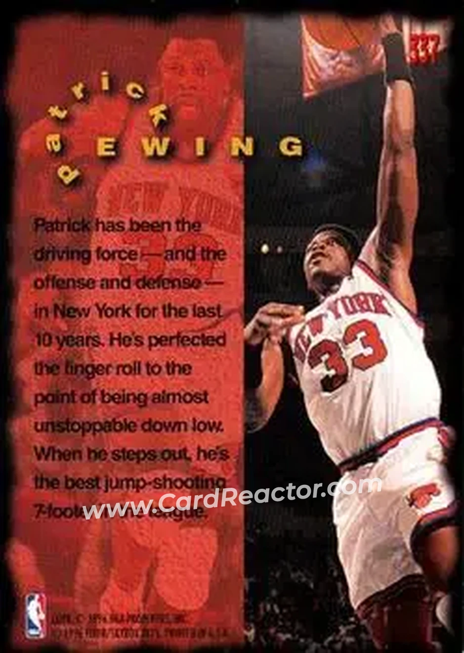 1995-96 Fleer #337 - Patrick Ewing - New York Knicks - Back