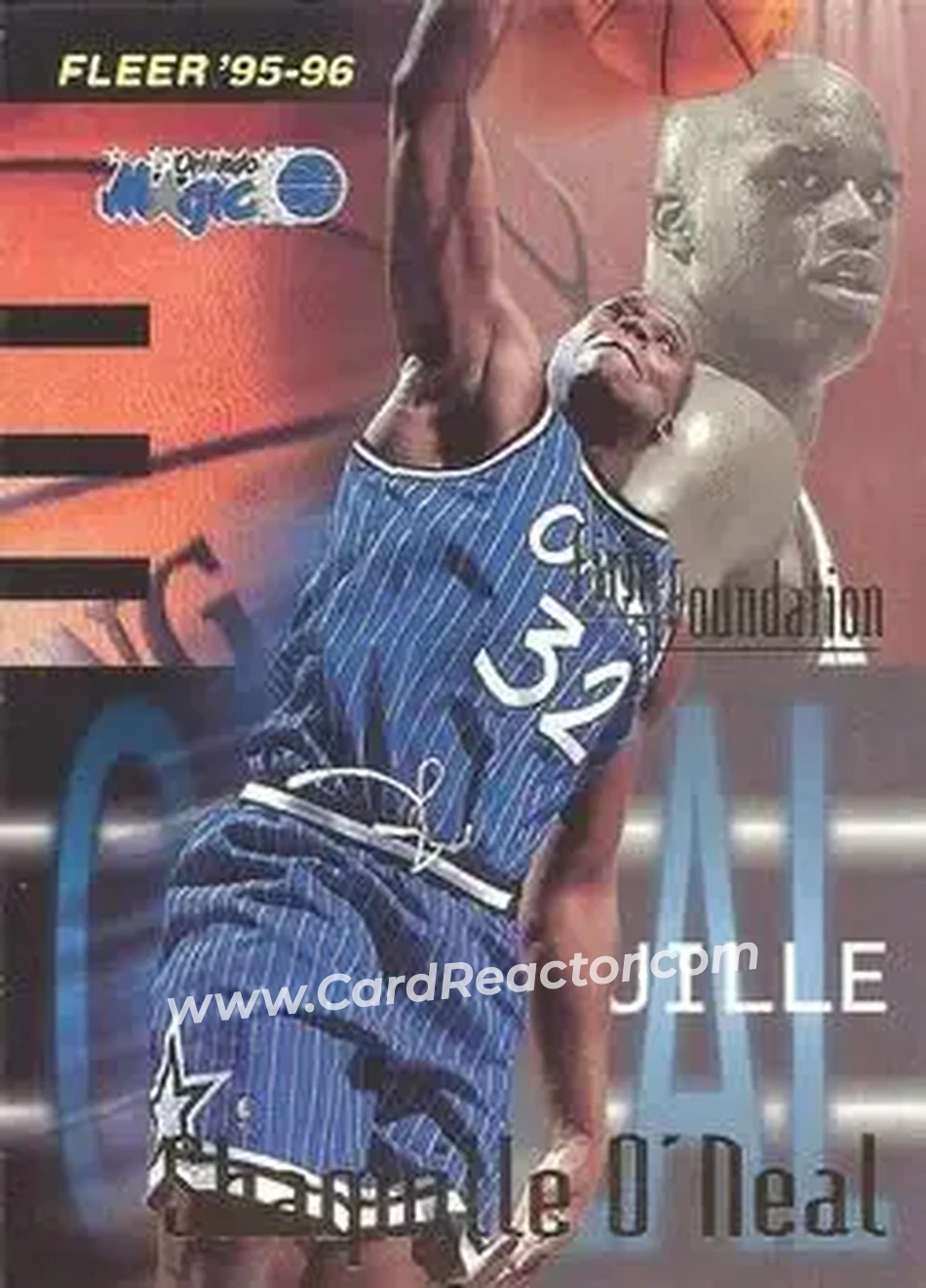 1995-96 Fleer #338 - Shaquille O'Neal - Orlando Magic - Front 1995-96 Fleer #338 - Shaquille O'Neal - Orlando Magic - Front
