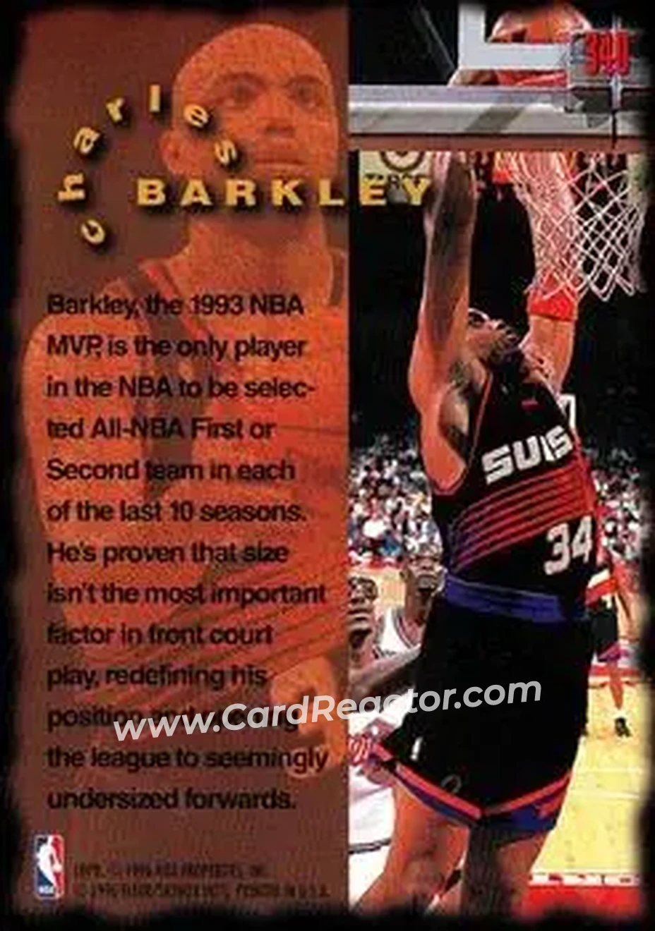 1995-96 Fleer #340 - Charles Barkley - Phoenix Suns - Back