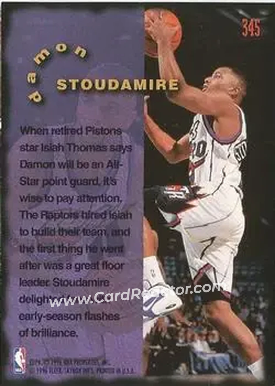 1995-96 Fleer #345 - Damon Stoudamire - Toronto Raptors - Back