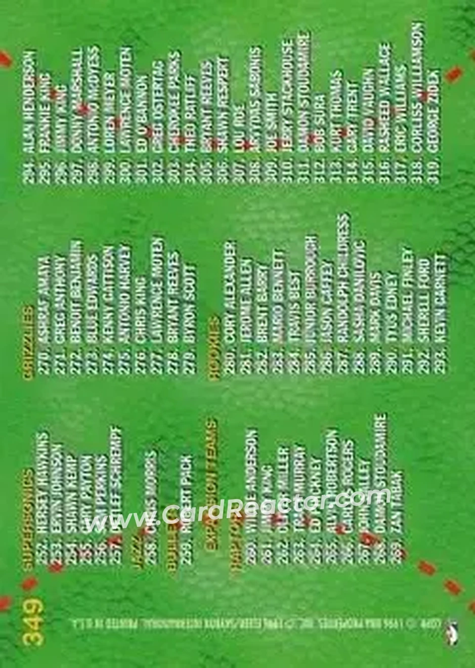 1995-96 Fleer #349 - Card #349 - Back