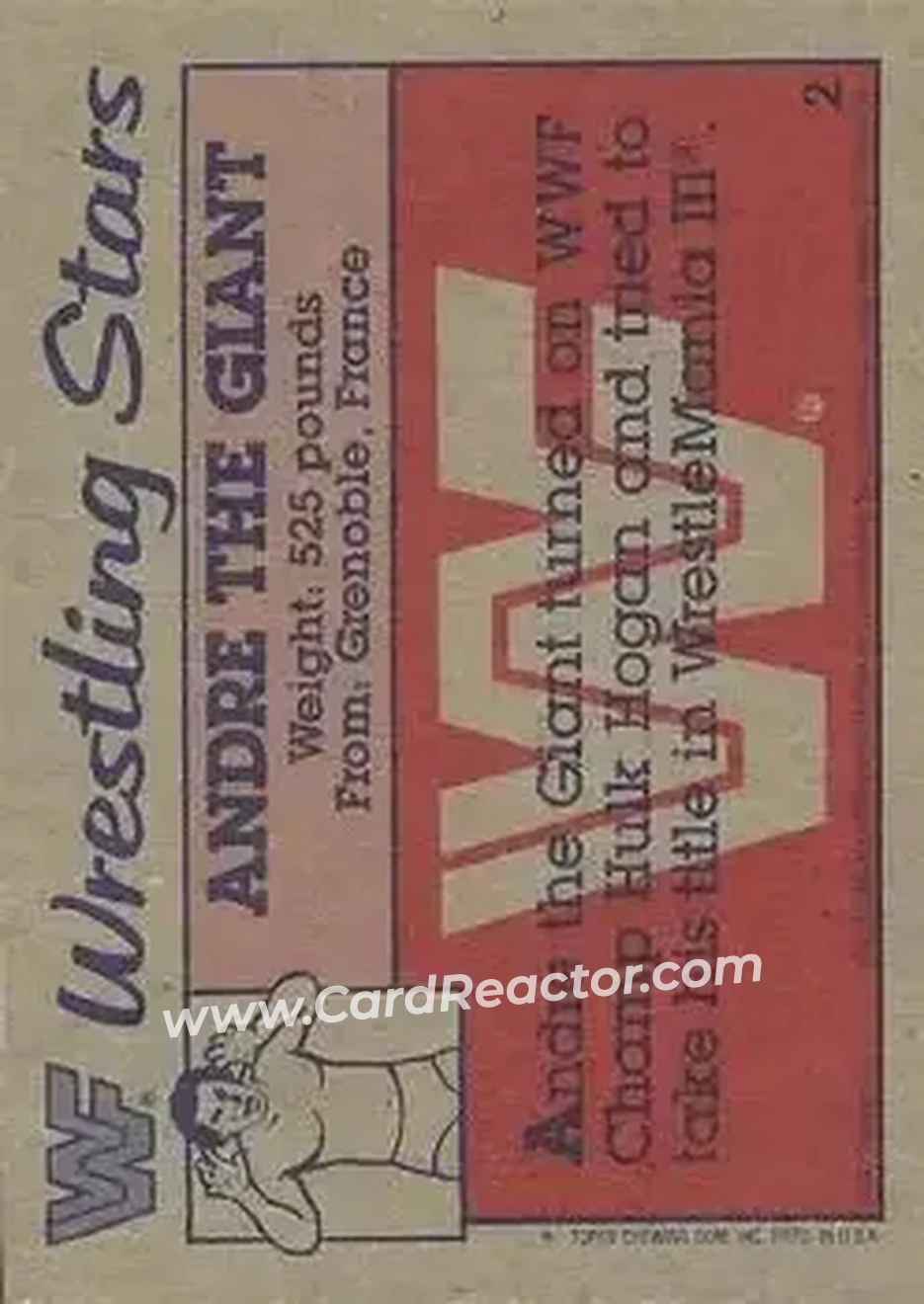1987 Topps WWF #2 - Andre the Giant - Back