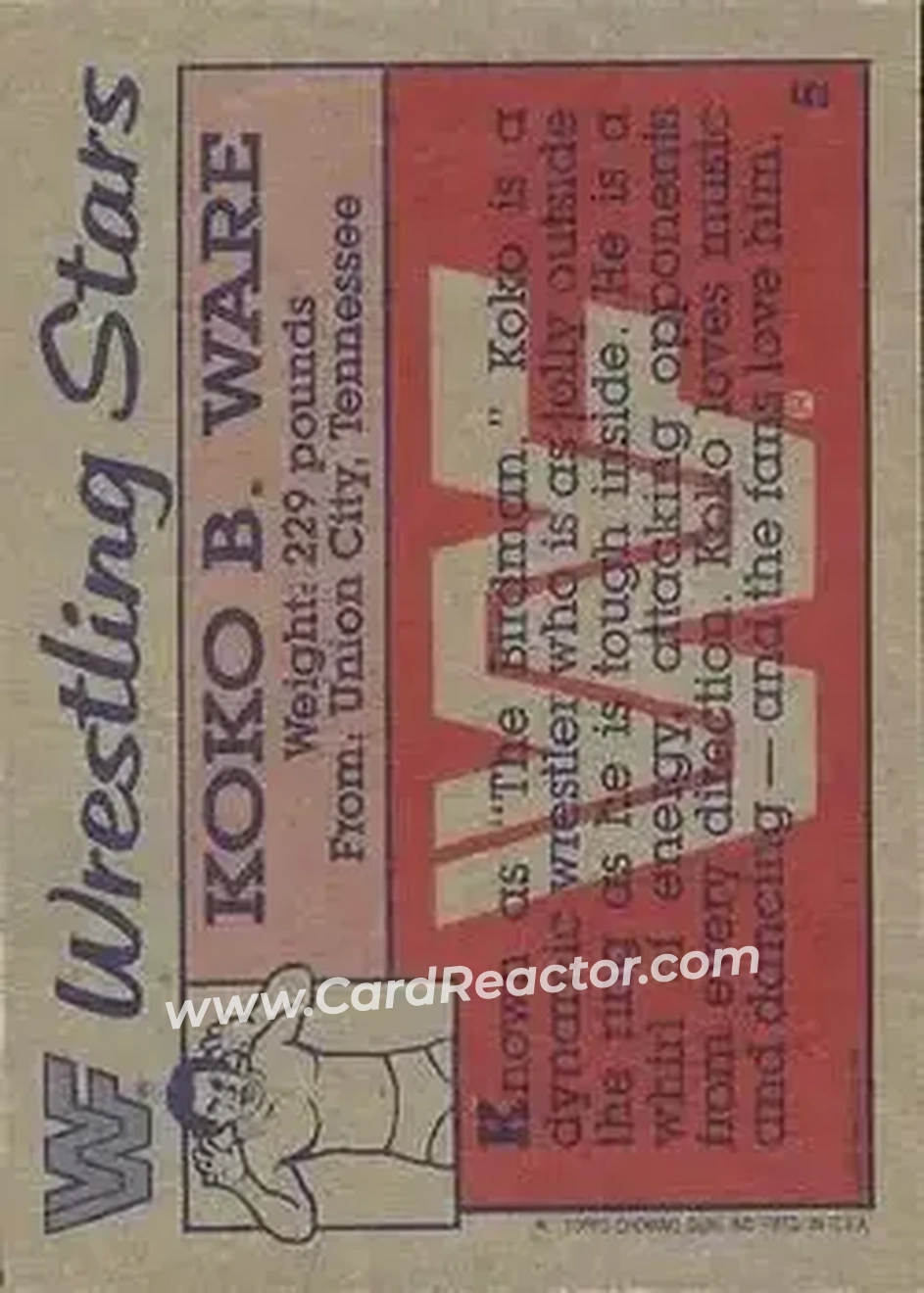 1987 Topps WWF #5 - Koko B. Ware - Back