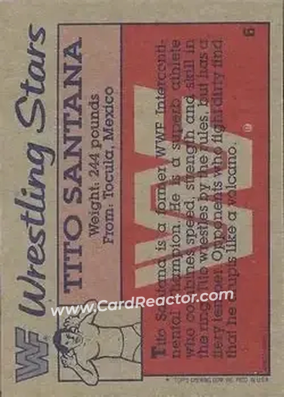 1987 Topps WWF #6 - Tito Santana - Back