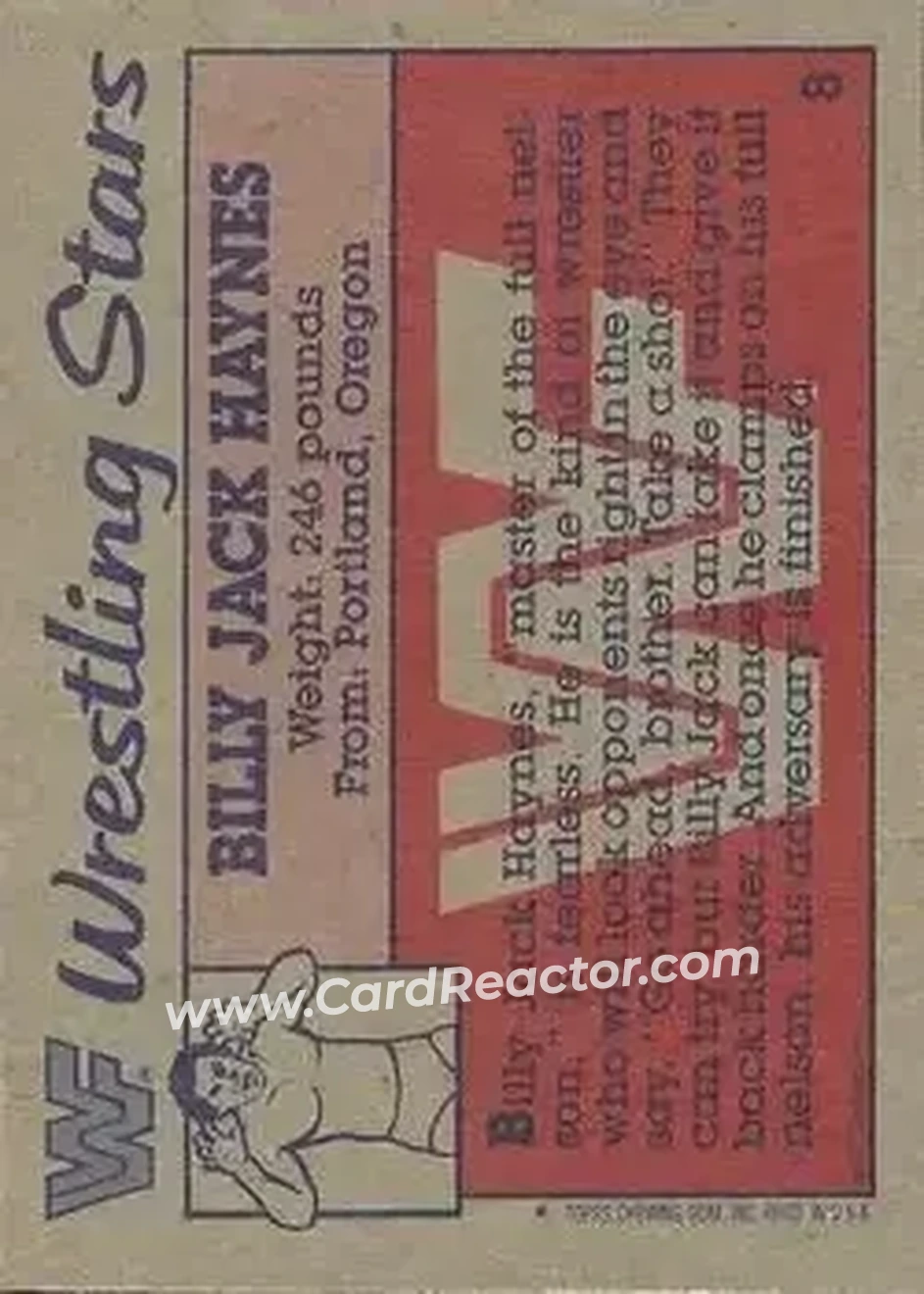 1987 Topps WWF #8 - Billy Jack Haynes - Back