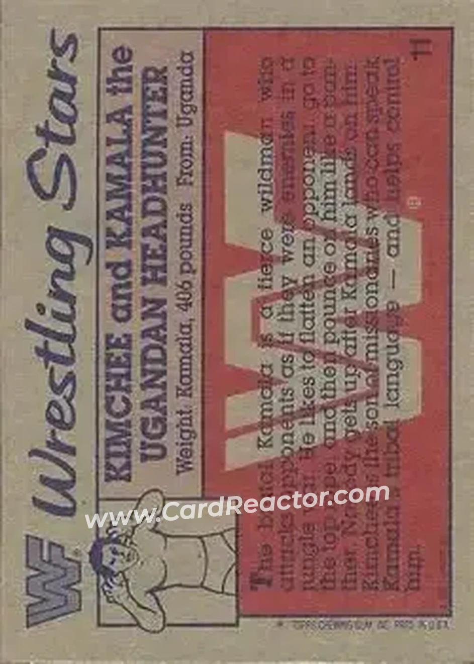 1987 Topps WWF #11 - Card #11 - Back 1987 Topps WWF #11 - Card #11 - Back