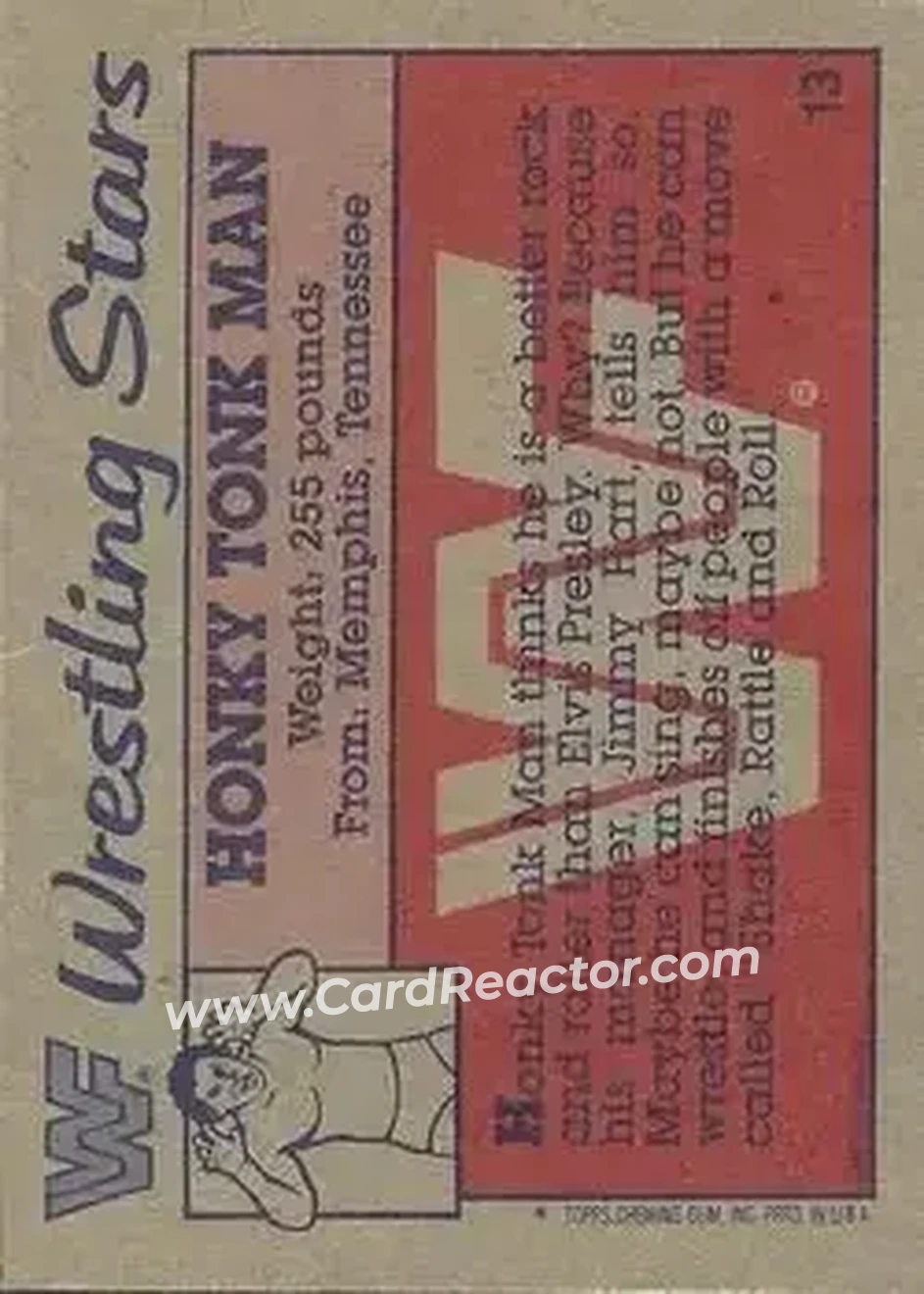1987 Topps WWF #13 - Honky Tonk Man - Back