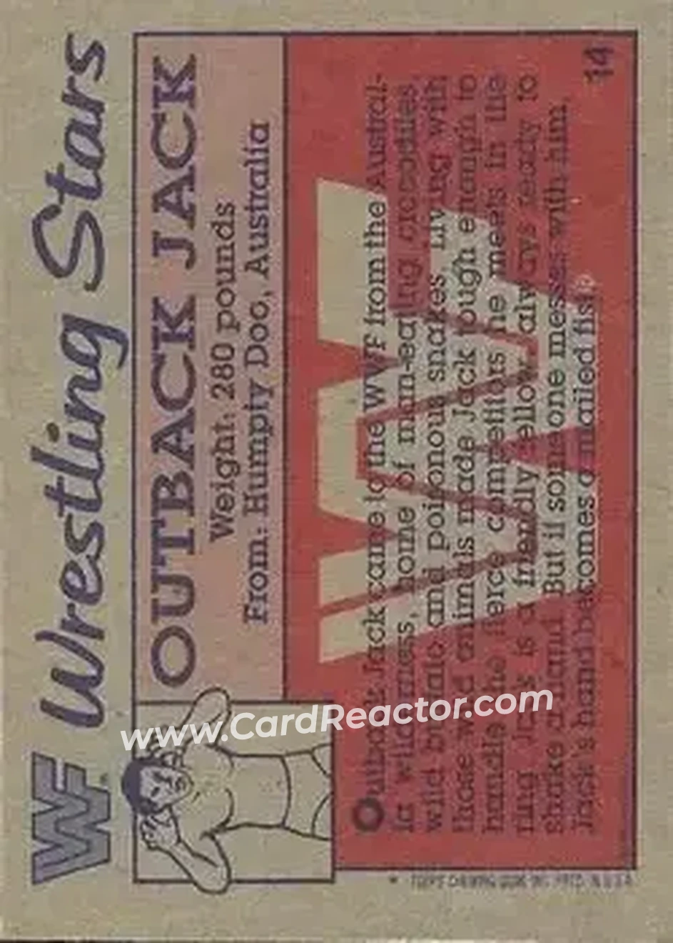 1987 Topps WWF #14 - Outback Jack - Back