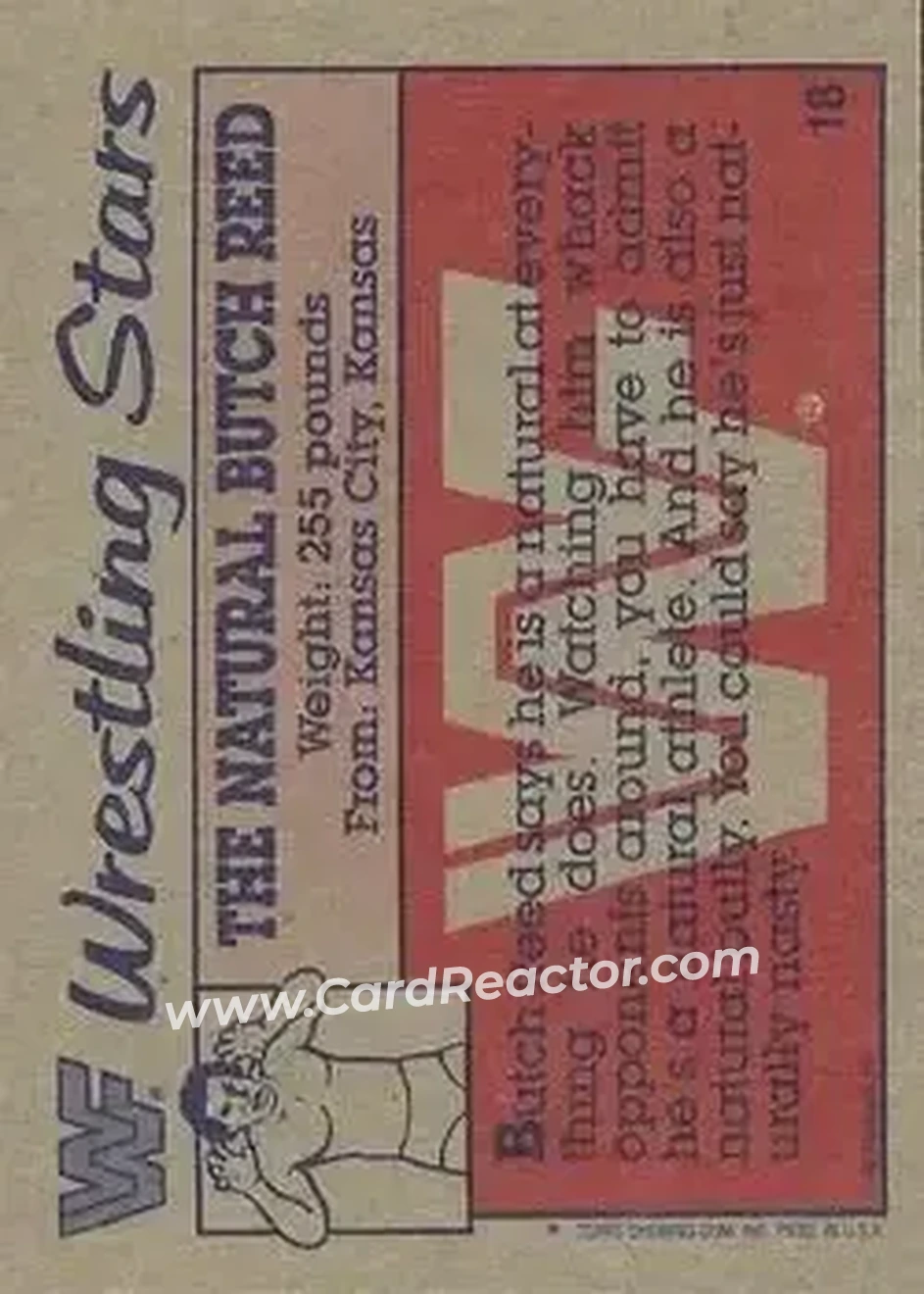 1987 Topps WWF #18 - The Natural Butch Reed - Back