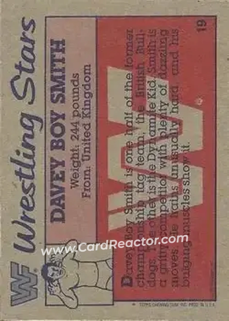 1987 Topps WWF #19 - Davey Boy Smith - Back