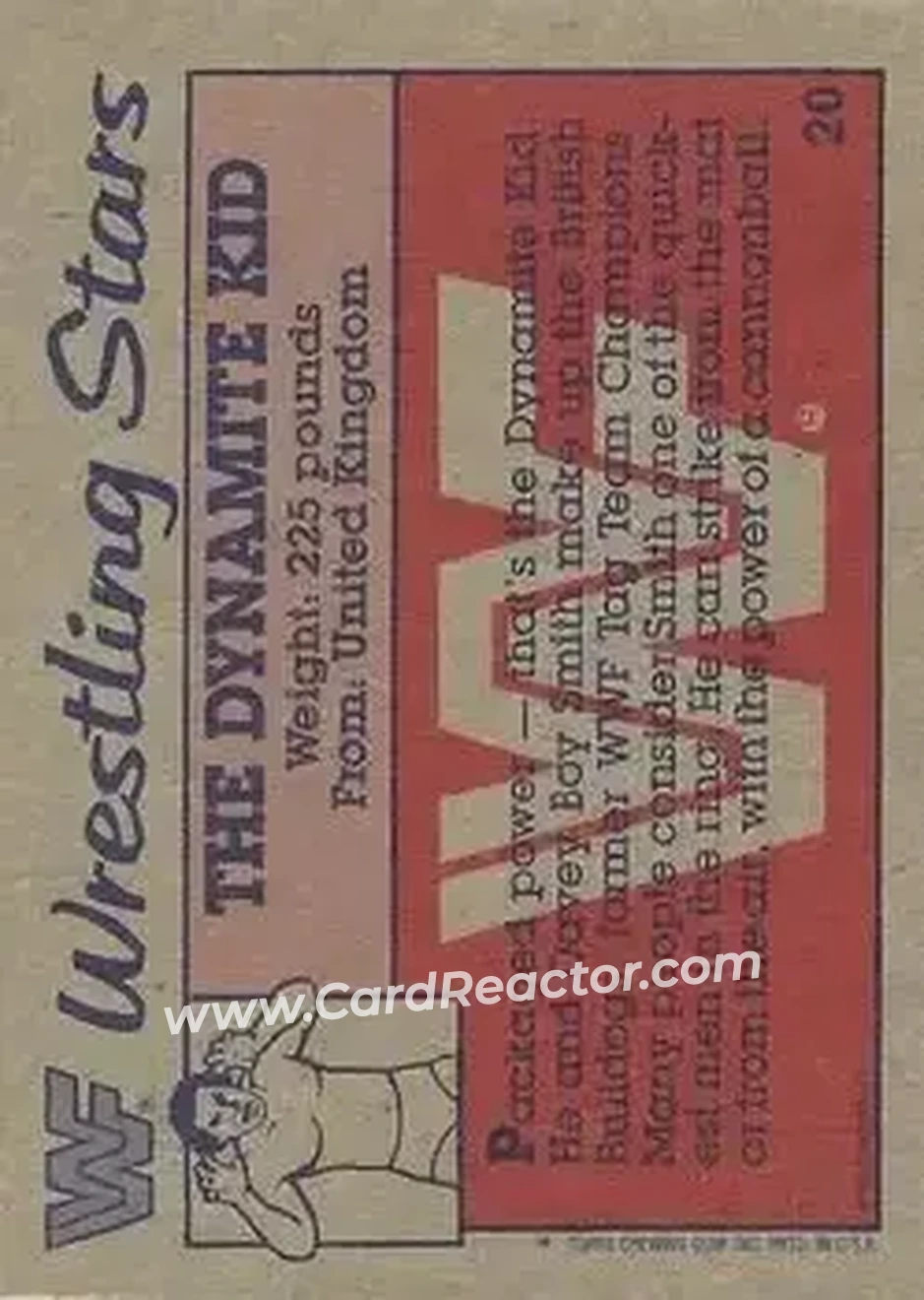 1987 Topps WWF #20 - Dynamite Kid - Back