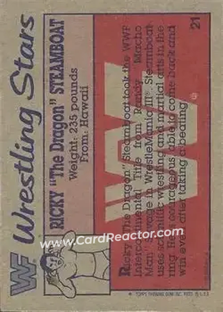 1987 Topps WWF #21 - Ricky "The Dragon" Steamboat - Back