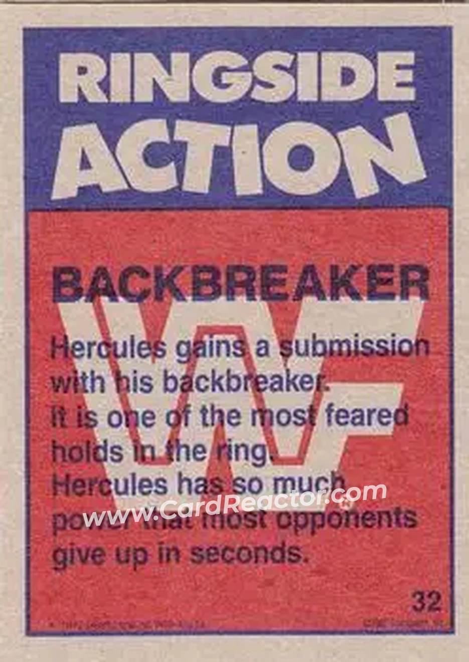 1987 Topps WWF #32 - Card #32 - Back