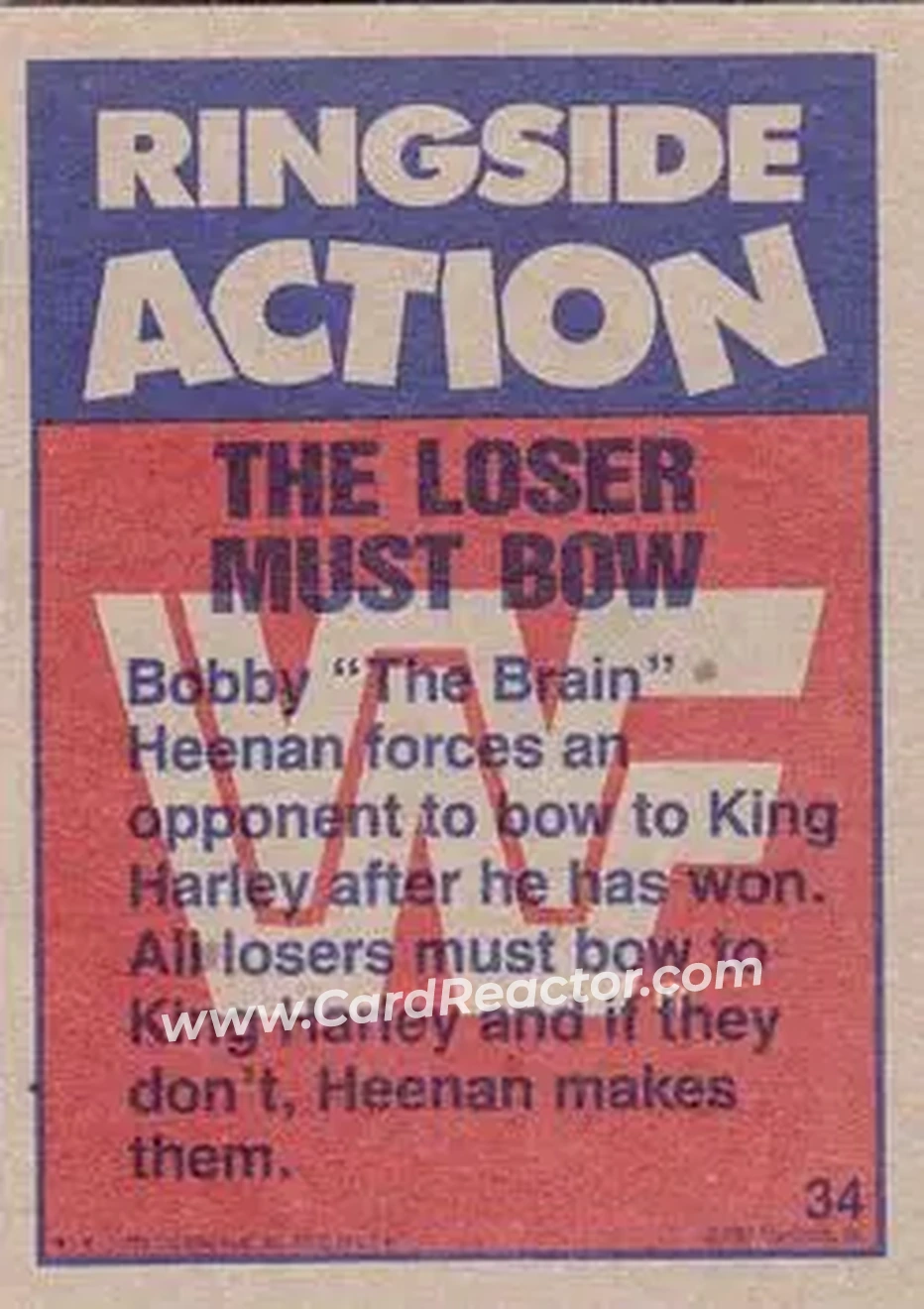 1987 Topps WWF #34 - Card #34 - Back