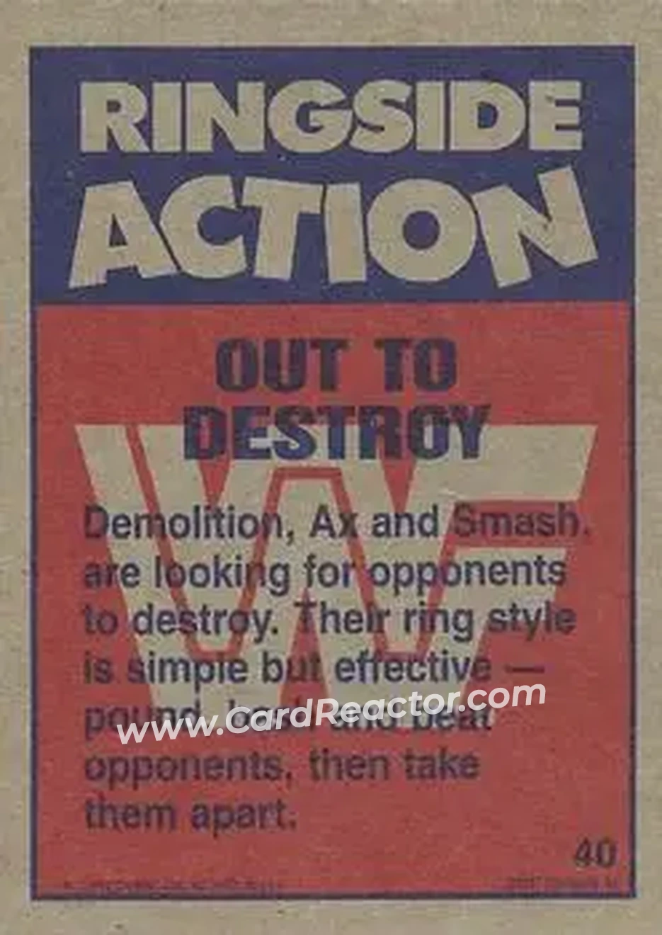 1987 Topps WWF #40 - Card #40 - Back