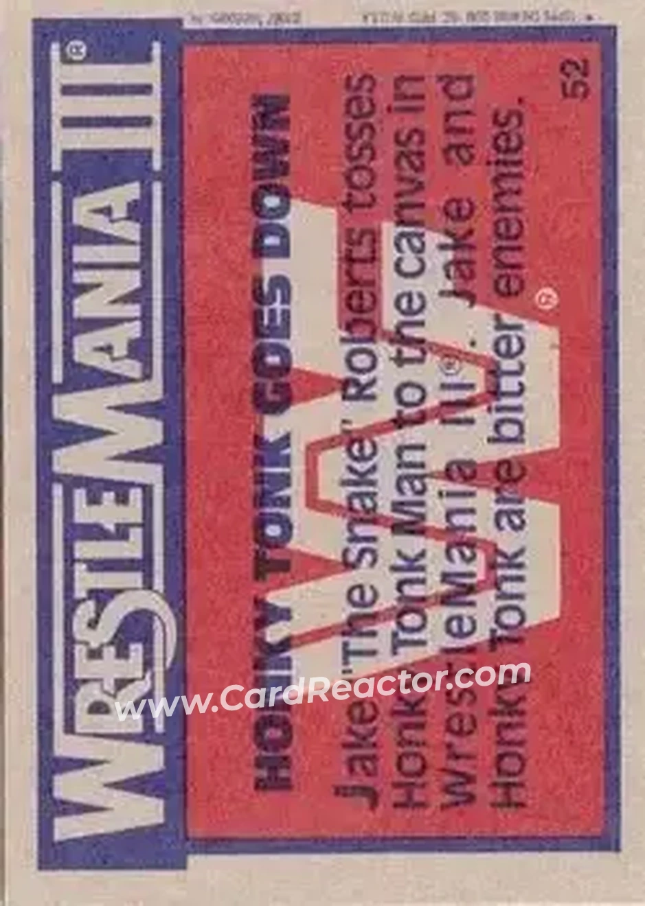 1987 Topps WWF #52 - Card #52 - Back