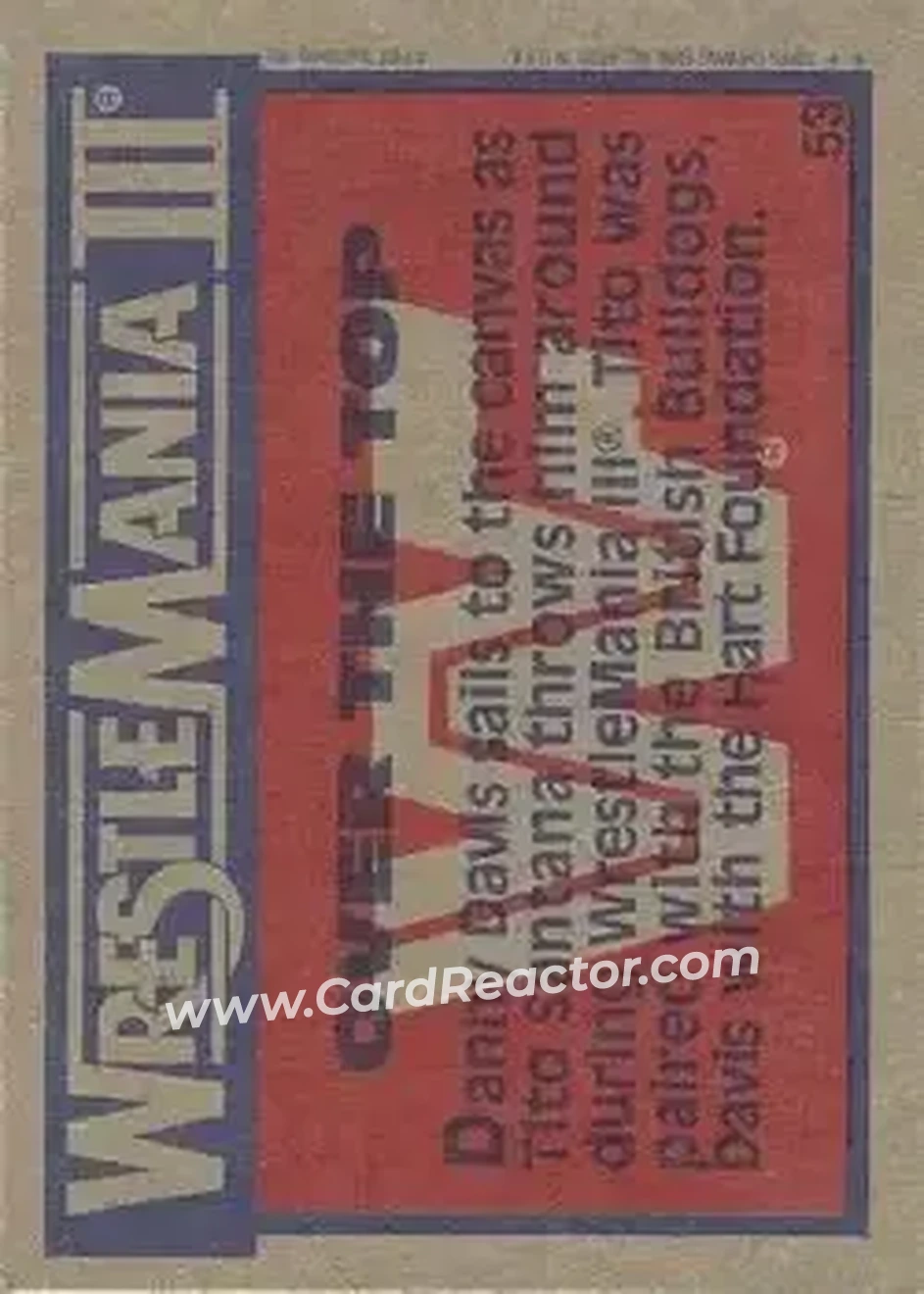 1987 Topps WWF #53 - Card #53 - Back