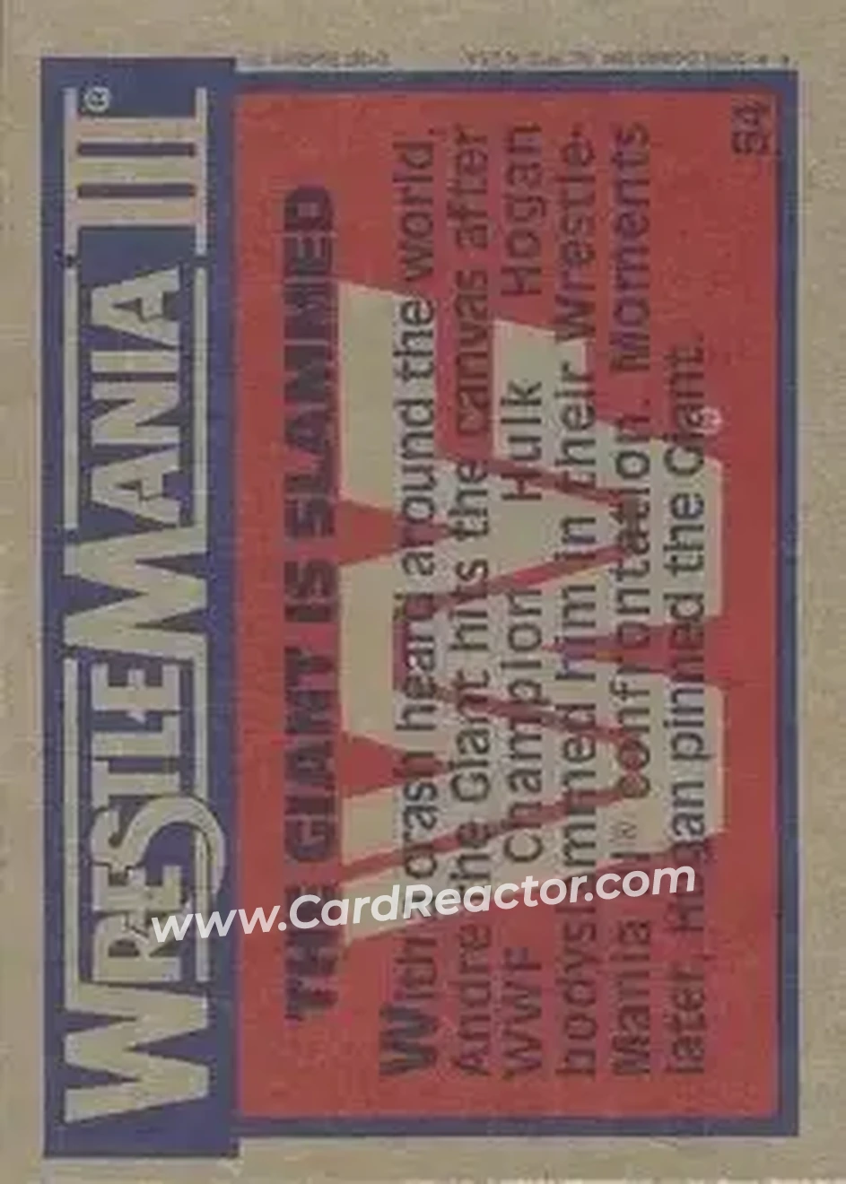 1987 Topps WWF #54 - Card #54 - Back