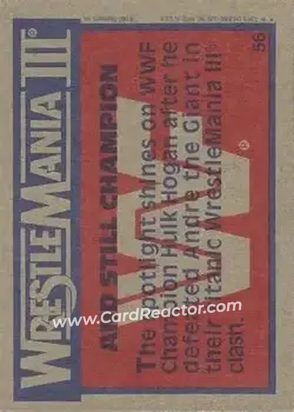 1987 Topps WWF #56 - Card #56 - Back