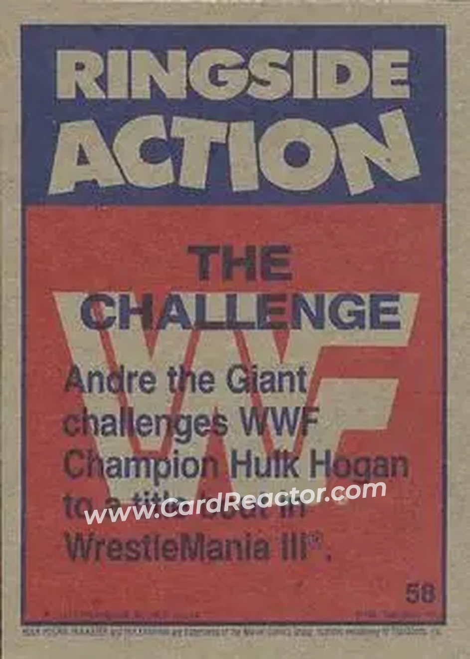 1987 Topps WWF #58 - Card #58 - Back 1987 Topps WWF #58 - Card #58 - Back