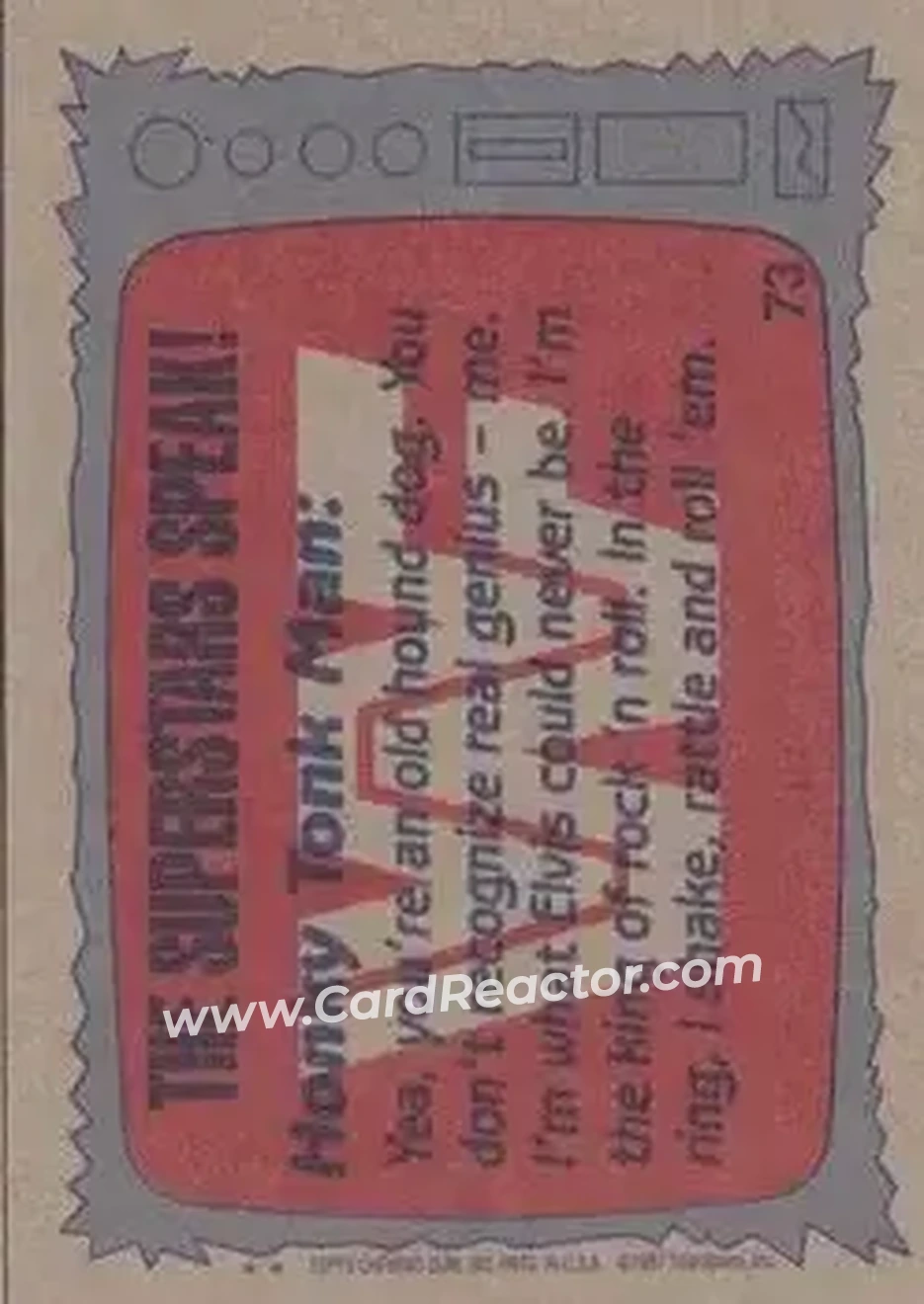1987 Topps WWF #73 - Honky Tonk Man - Back