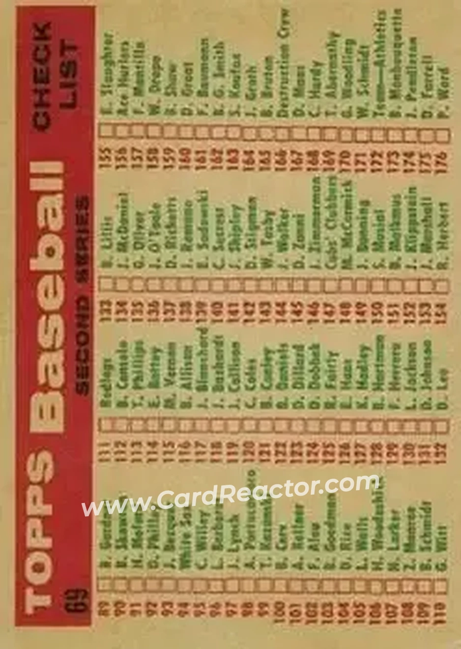 1959 Topps #69 - Card #69 - San Francisco Giants - Back 1959 Topps #69 - Card #69 - San Francisco Giants - Back