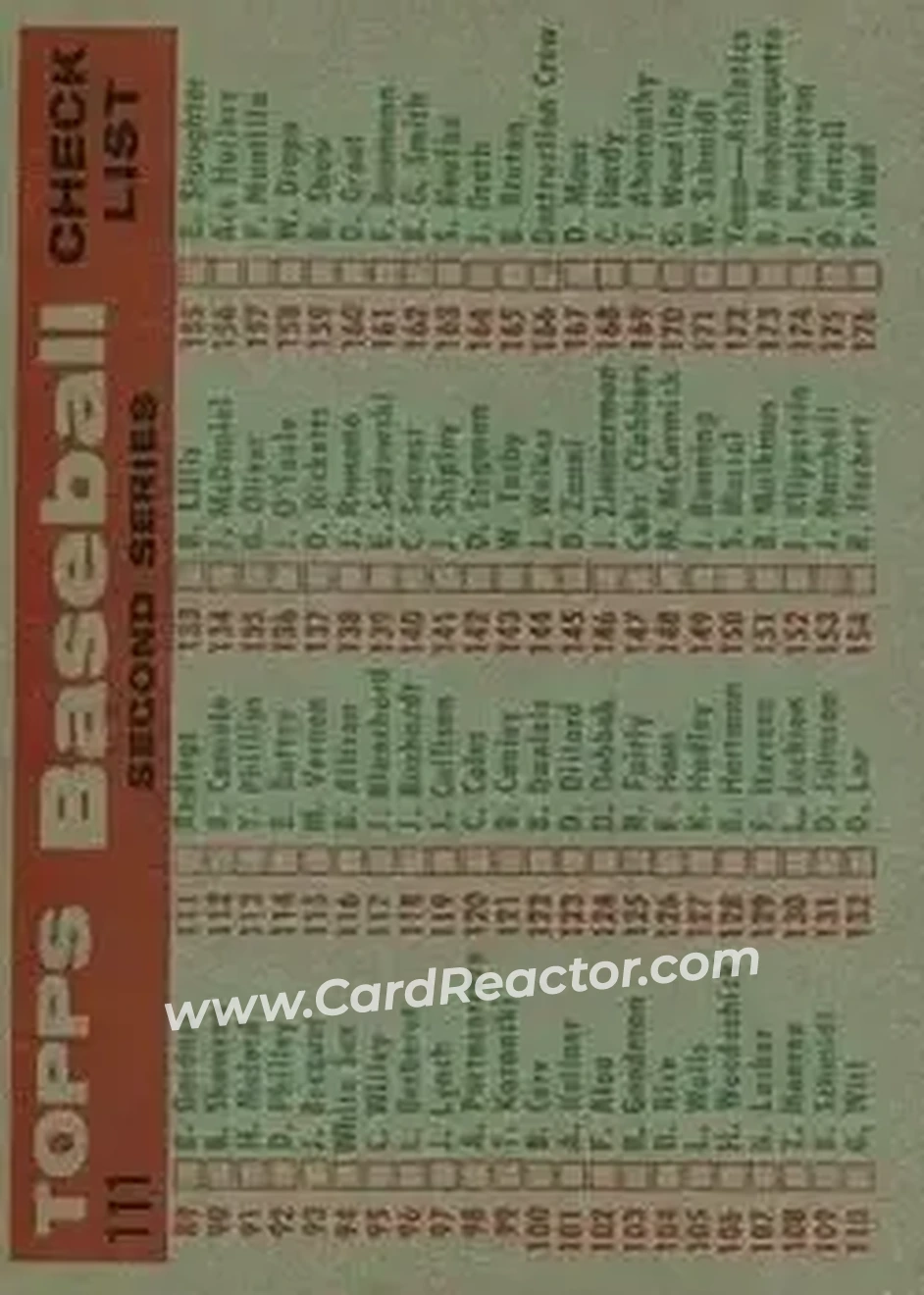 1959 Topps #111 - Card #111 - Cincinnati Redlegs - Back 1959 Topps #111 - Card #111 - Cincinnati Redlegs - Back