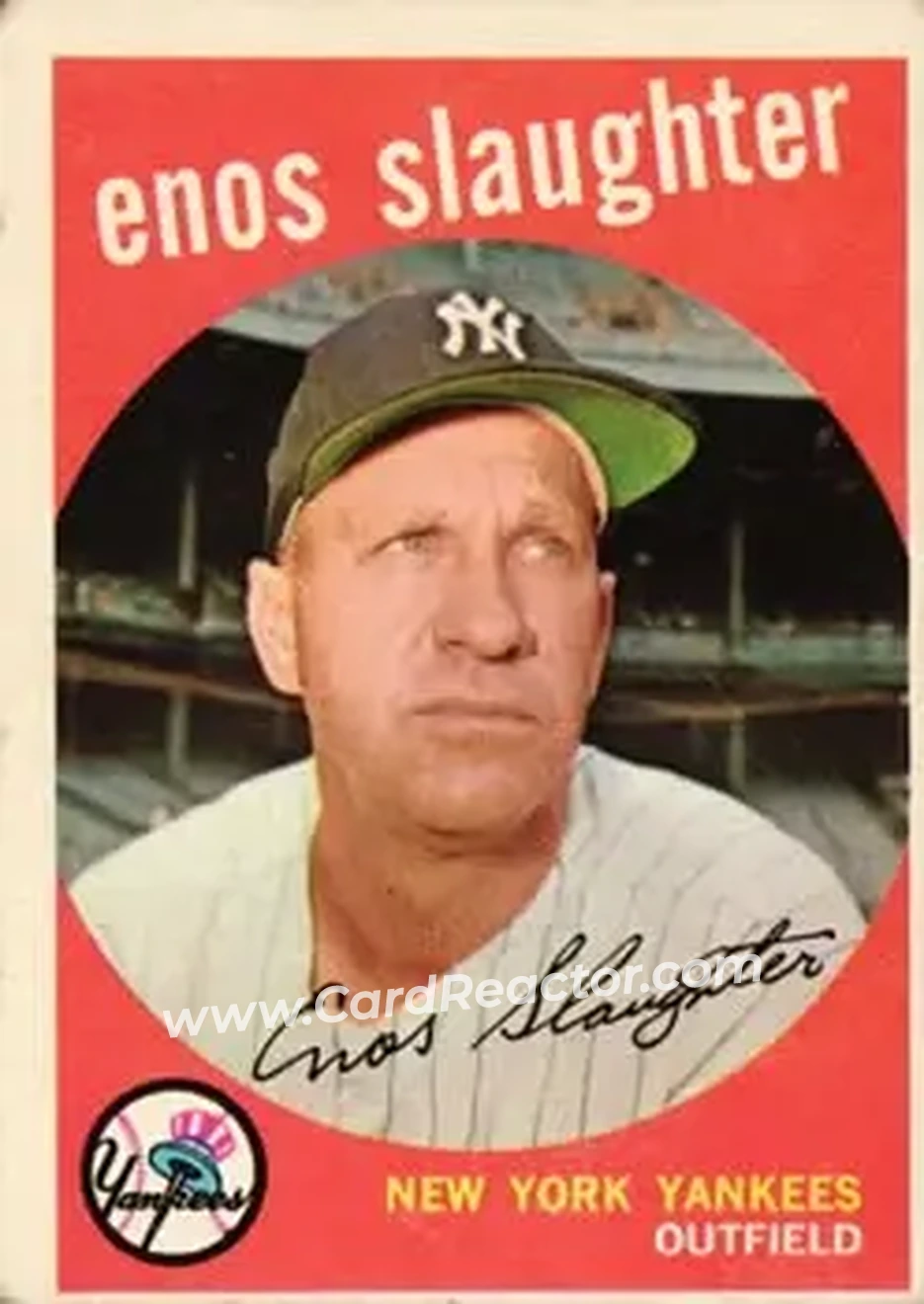 1959 Topps #155 - Enos Slaughter - New York Yankees - Front 1959 Topps #155 - Enos Slaughter - New York Yankees - Front