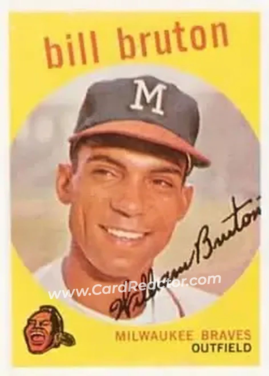 1959 Topps #165 - Bill Bruton - Milwaukee Braves - Front 1959 Topps #165 - Bill Bruton - Milwaukee Braves - Front