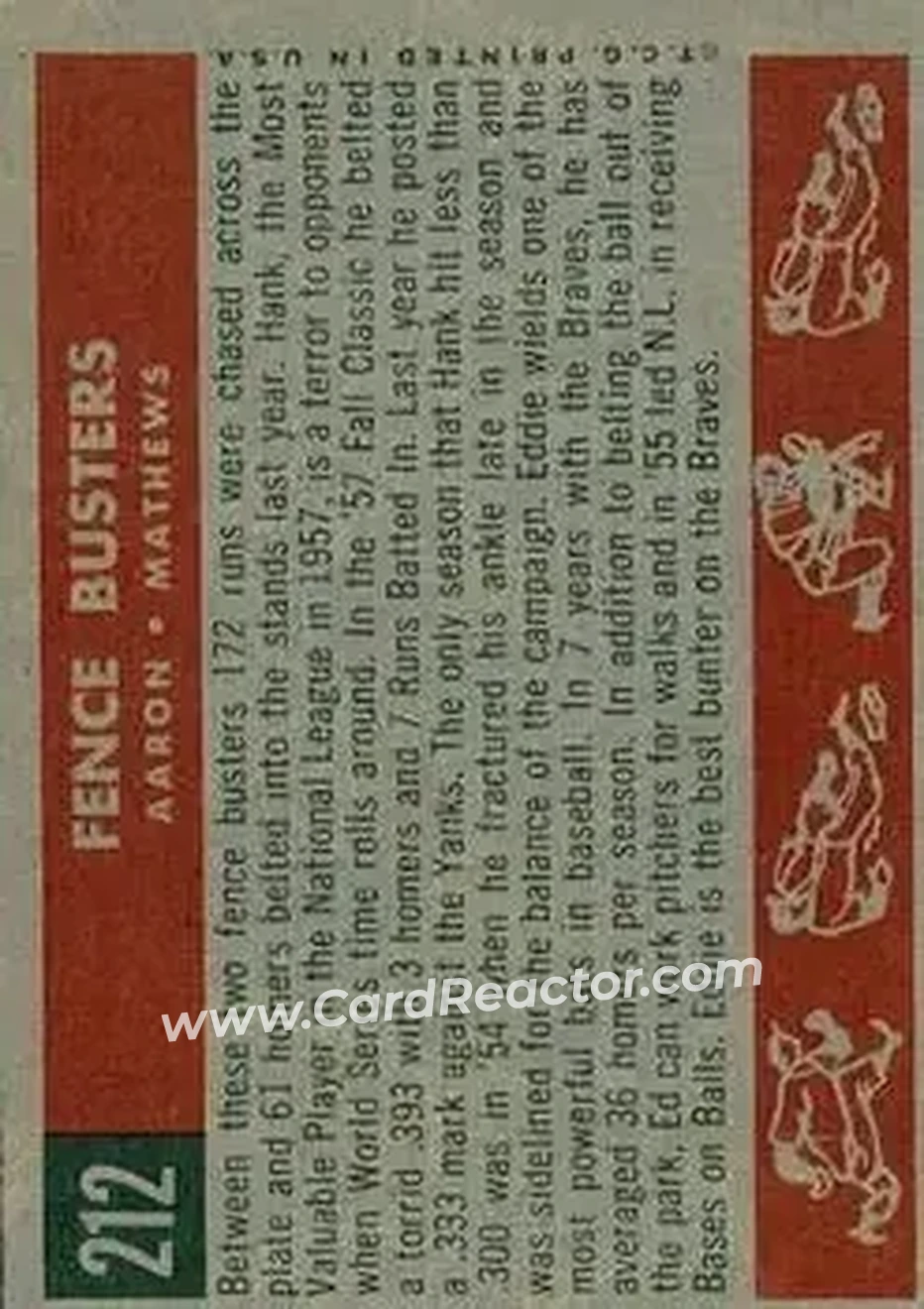 1959 Topps #212b - Eddie Mathews) - Milwaukee Braves - Back