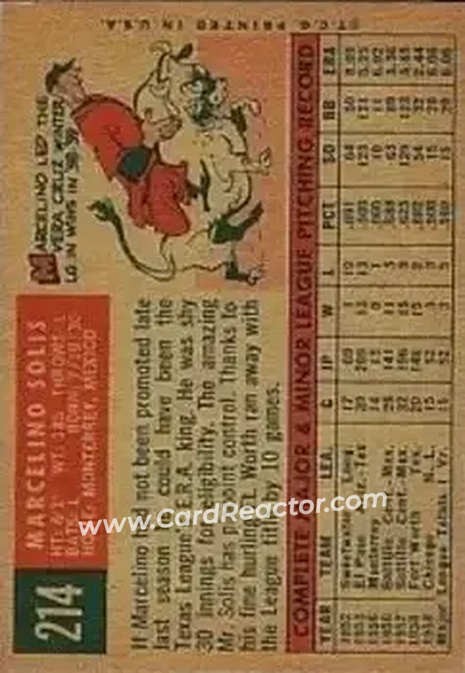1959 Topps #214b - Marcelino Solis - Chicago Cubs - Back 1959 Topps #214b - Marcelino Solis - Chicago Cubs - Back