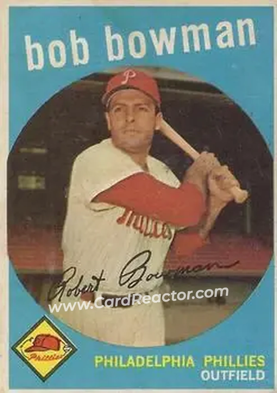 1959 Topps #221b - Bob Bowman - Philadelphia Phillies - Front