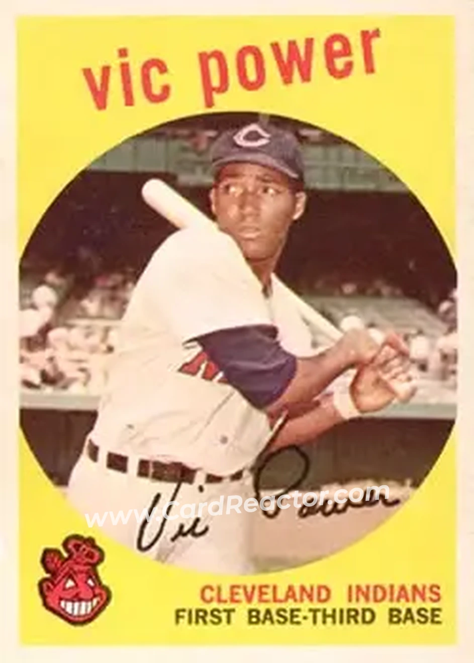 1959 Topps #229b - Vic Power - Cleveland Indians - Front