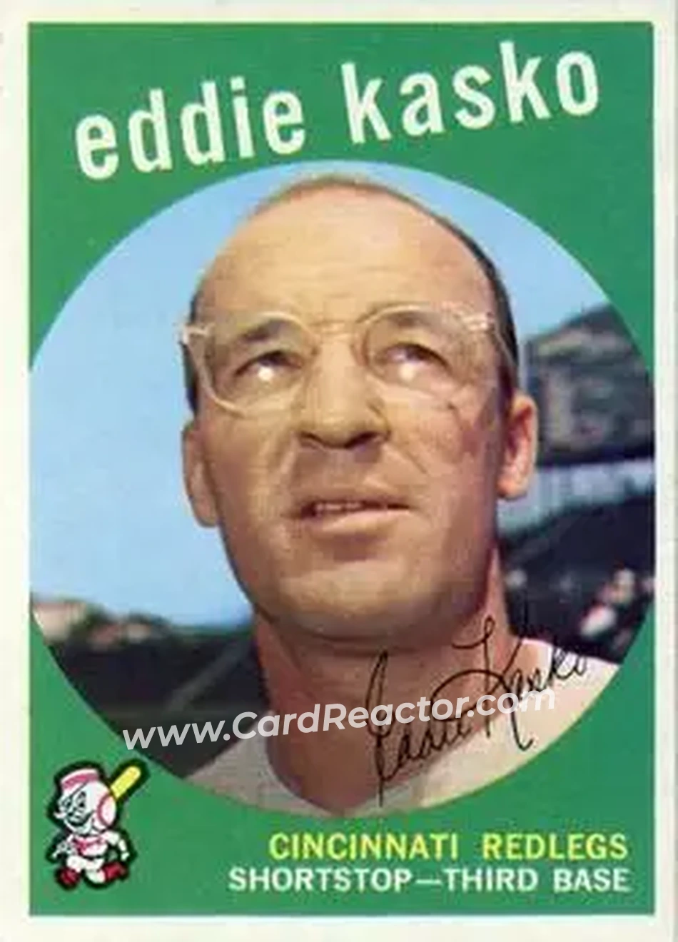 1959 Topps #232b - Eddie Kasko - Cincinnati Redlegs - Front