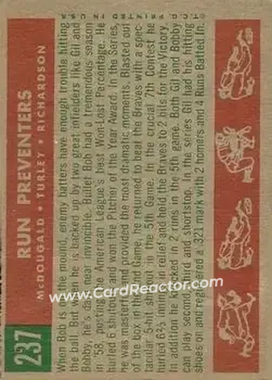 1959 Topps #237b - Bobby Richardson) - New York Yankees - Back