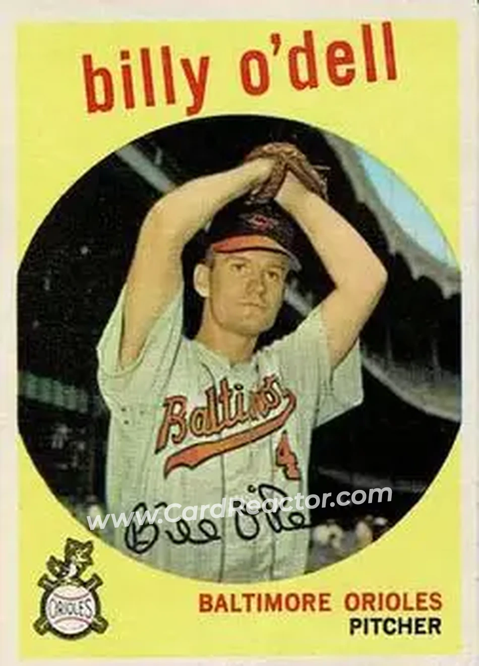 1959 Topps #250b - Billy O'Dell - Baltimore Orioles - Front