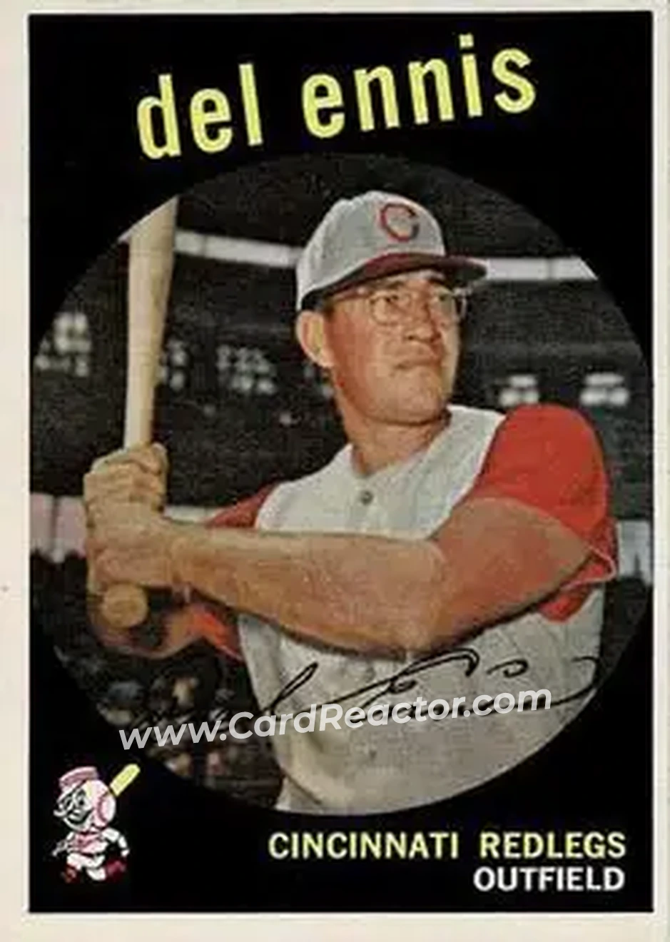 1959 Topps #255b - Del Ennis - Cincinnati Redlegs - Front