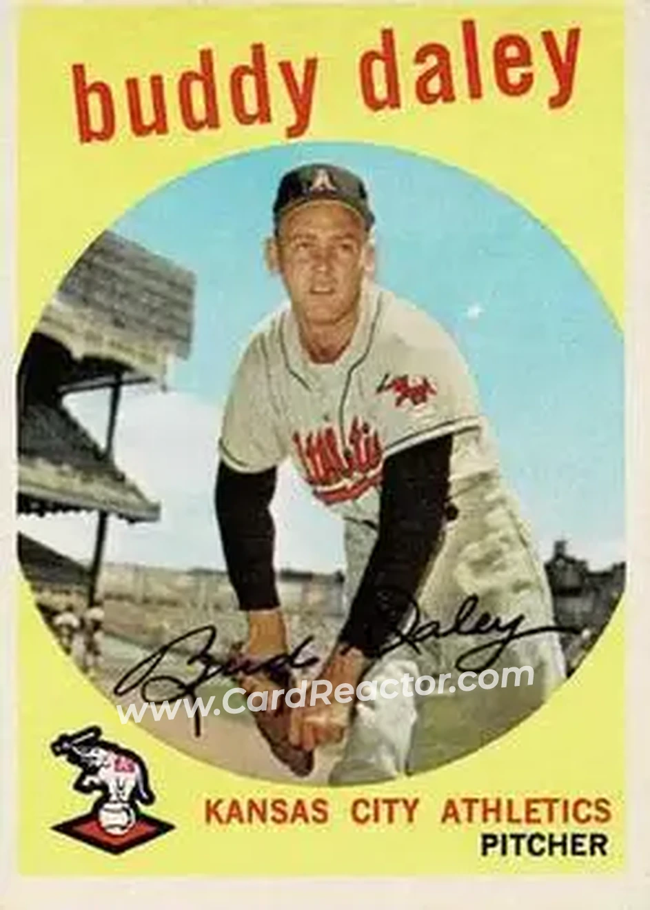 1959 Topps #263b - Bud Daley - Kansas City Athletics - Front