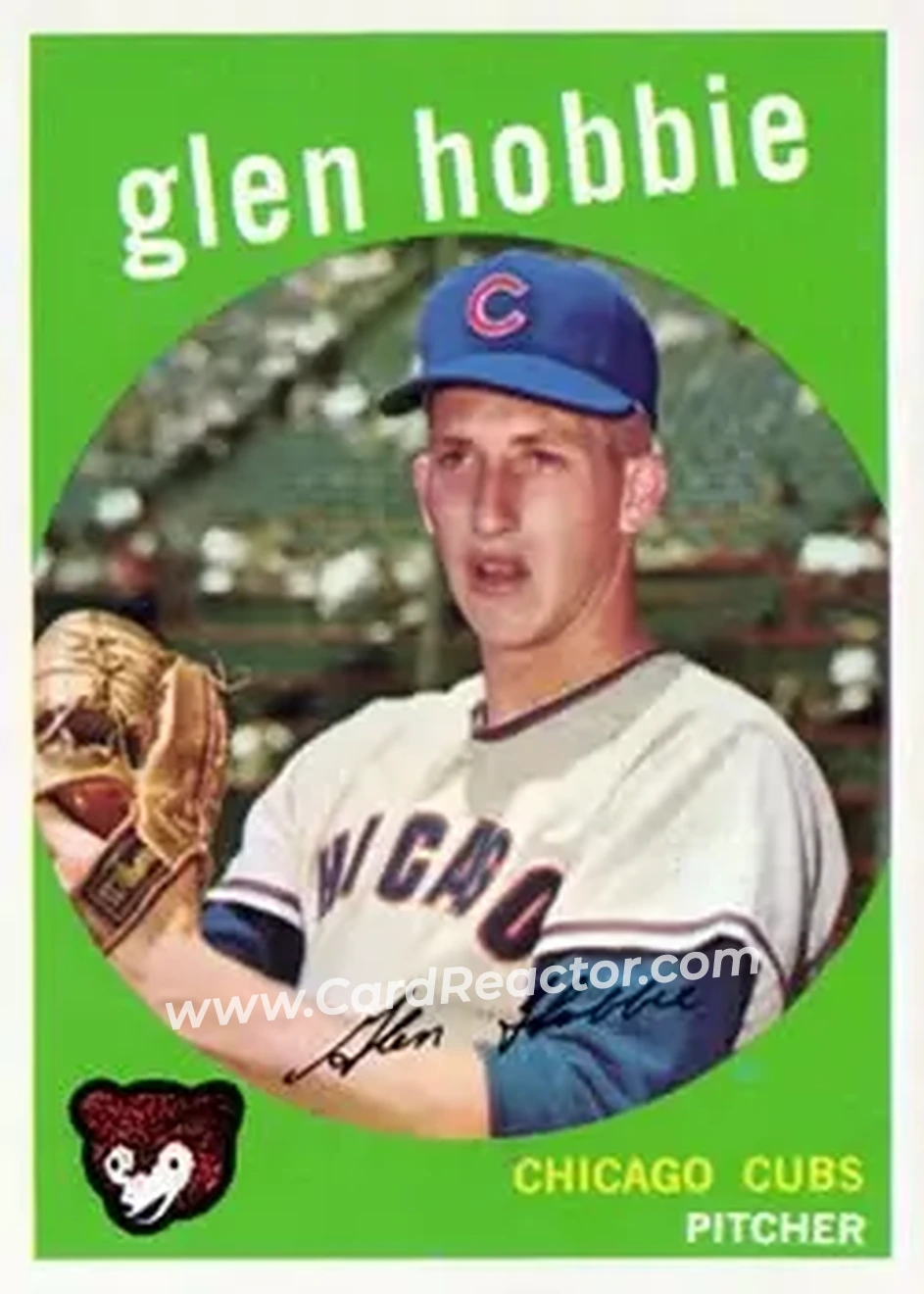 1959 Topps #334 - Glen Hobbie - Chicago Cubs - Front 1959 Topps #334 - Glen Hobbie - Chicago Cubs - Front